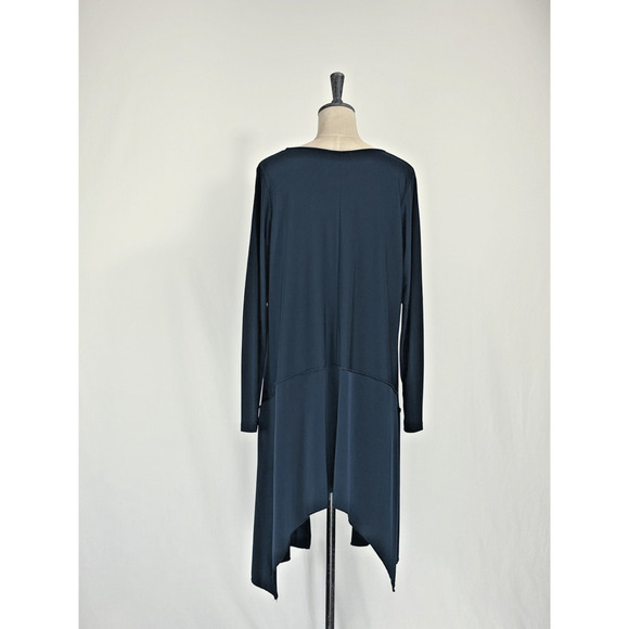 Sun Kim / Comfy USA Navy Blue Asymmetrical Tunic Top Modal XL #0041 - Picture 2 of 5